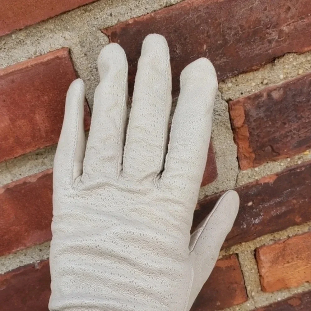 Vintage Ecru Leather Gloves L NWT‎